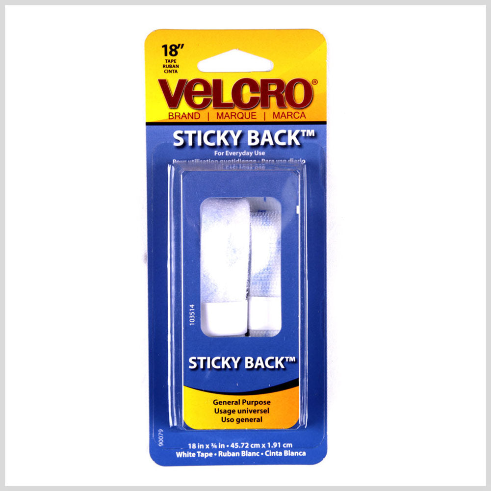 VELCRO® Brand White Sticky Back Fastener - 18" x 3/4"