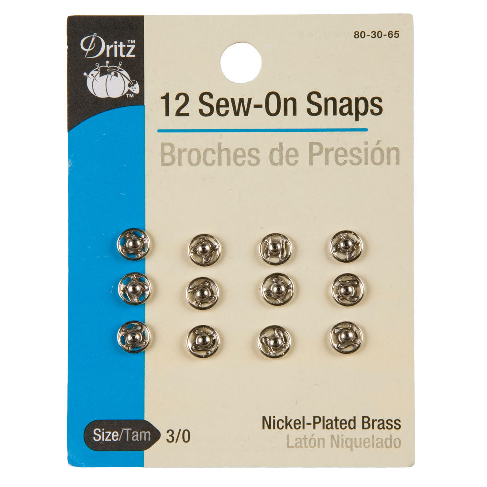 Dritz Nickel Sew On Snaps Size 3/0 - 12ct Dritz Nickel Sew On Snaps Size 3/0 - 12ct