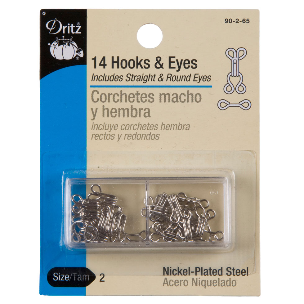 Dritz Nickel Hooks & Eyes Size 2 - 14ct Dritz Nickel Hooks & Eyes Size 2 - 14ct