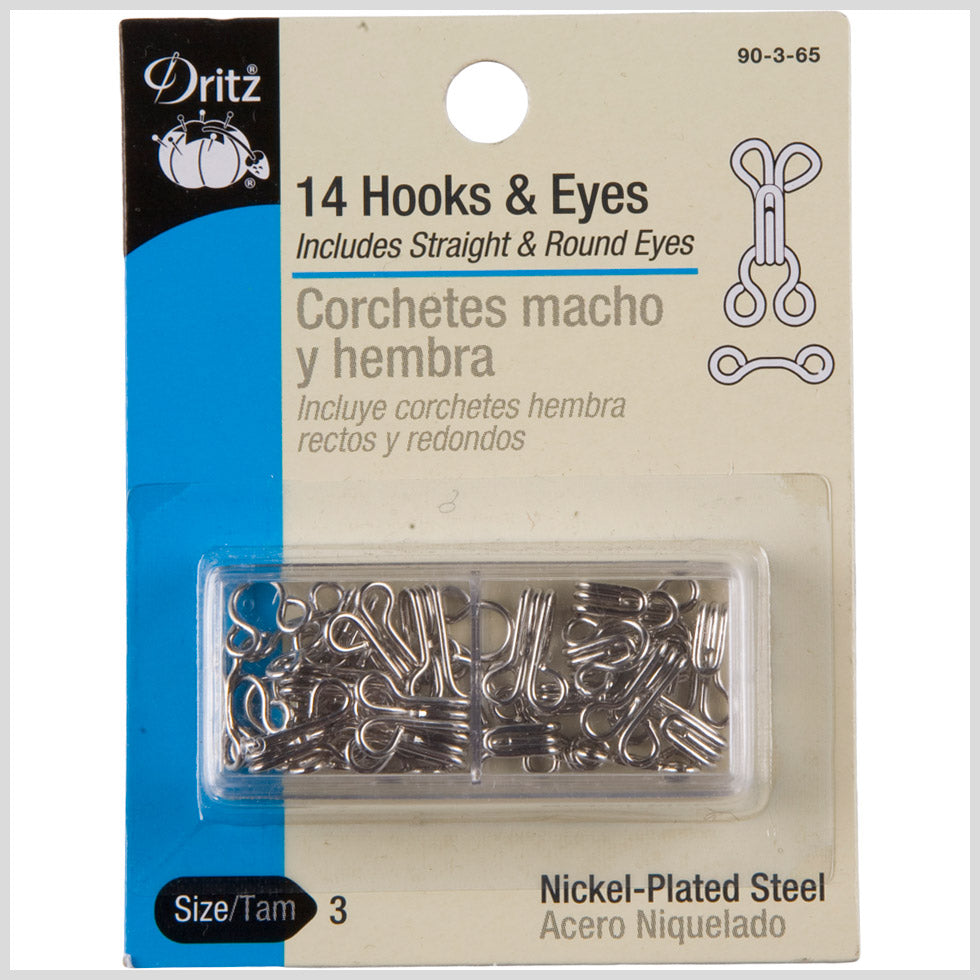 Dritz Nickel Hooks & Eyes Size 3 - 14ct Dritz Nickel Hooks & Eyes Size 3 - 14ct