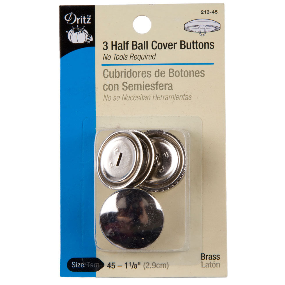 Dritz Brass Half Ball Covered Buttons Size 45-1 1/8" - 3ct