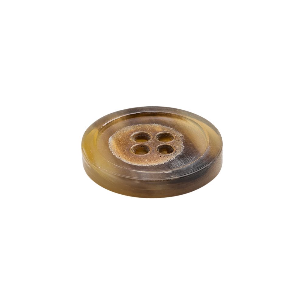 Horn 4-Hole Button - 32L/20mm - Tan and Brown Narrow Rim Folded Horn 4-Hole Button - 32L/20mm - Tan and Brown Narrow Rim Folded