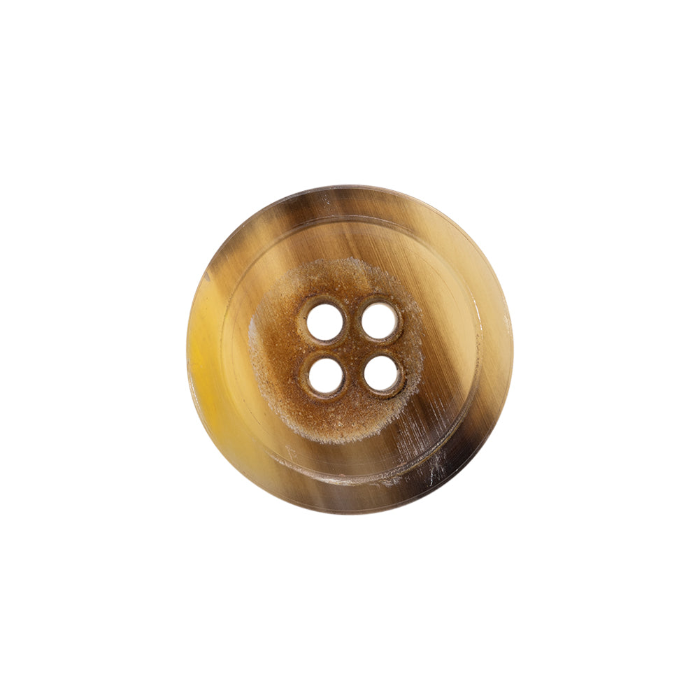 Horn 4-Hole Button - 32L/20mm - Tan and Brown Narrow Rim Horn 4-Hole Button - 32L/20mm - Tan and Brown Narrow Rim