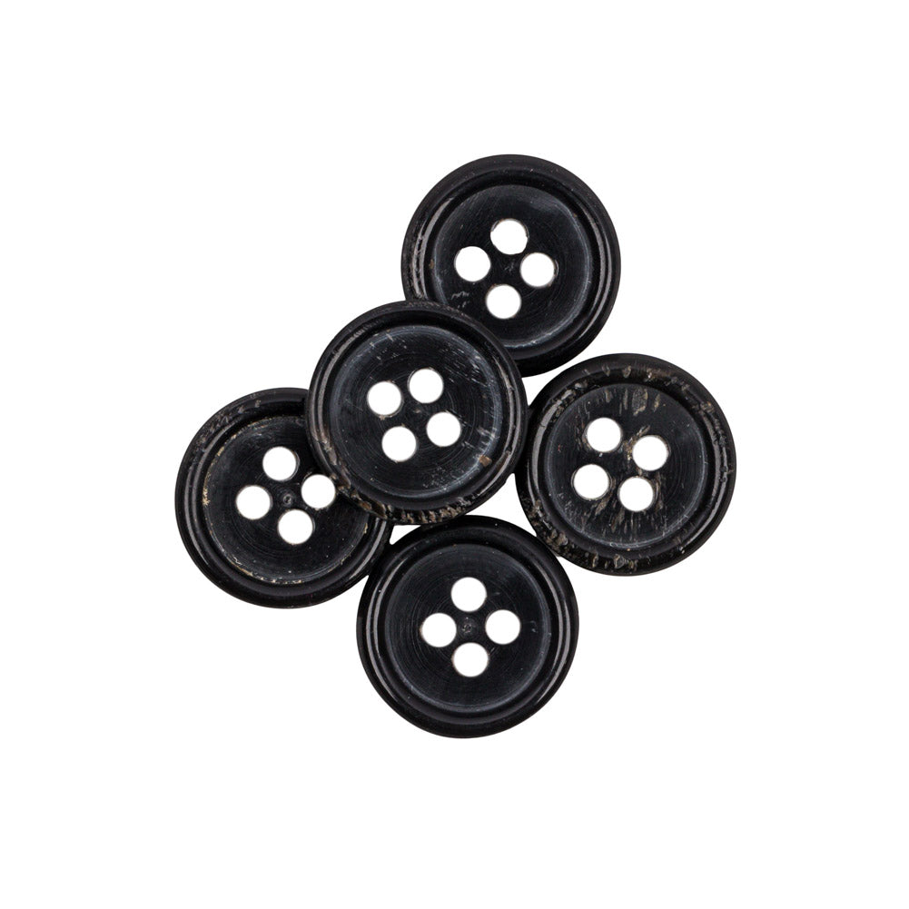 Black Horn Button - 24L/15mm Full Black Horn Button - 24L/15mm Full