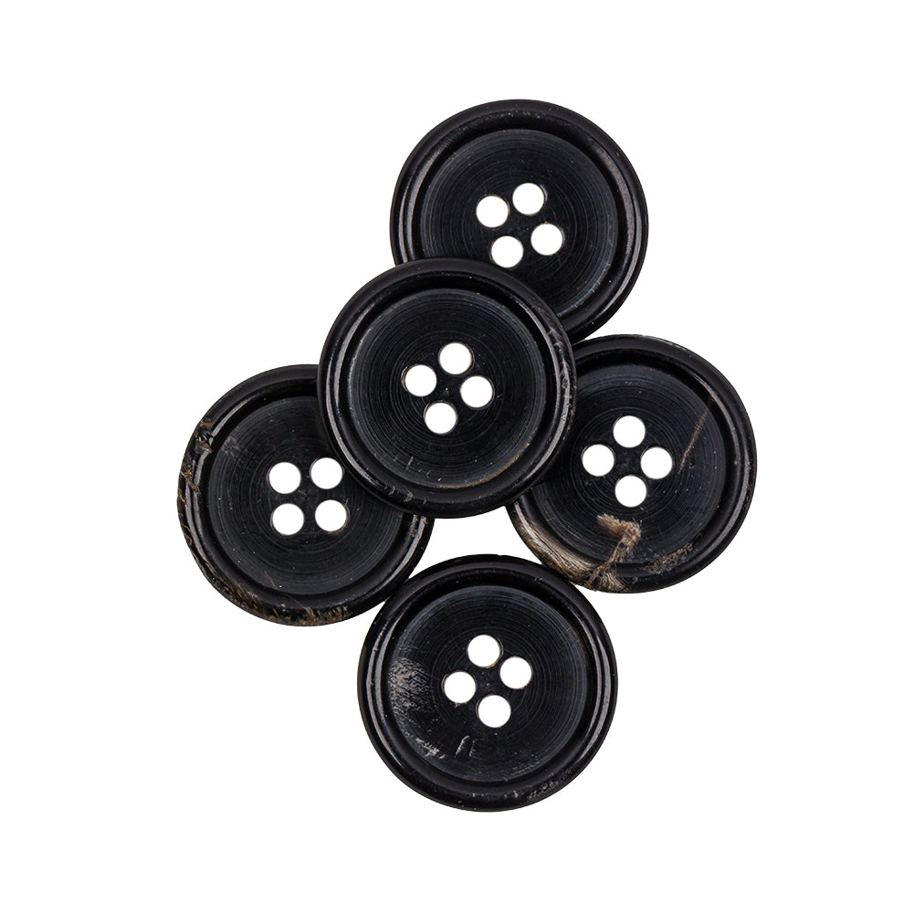 Black Horn Button - 32L/20mm Full Black Horn Button - 32L/20mm Full
