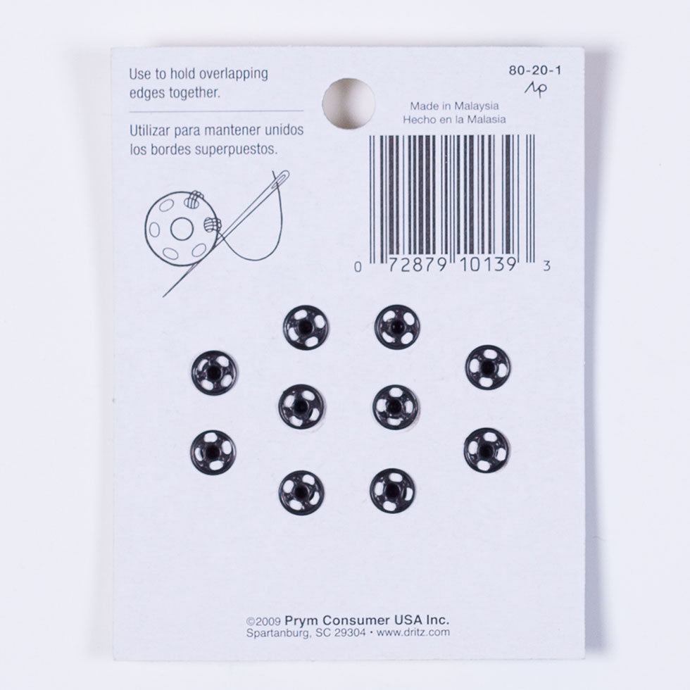 Dritz Black Sew-On Snaps Size 2/0 - 10ct Detail Dritz Black Sew-On Snaps Size 2/0 - 10ct Detail