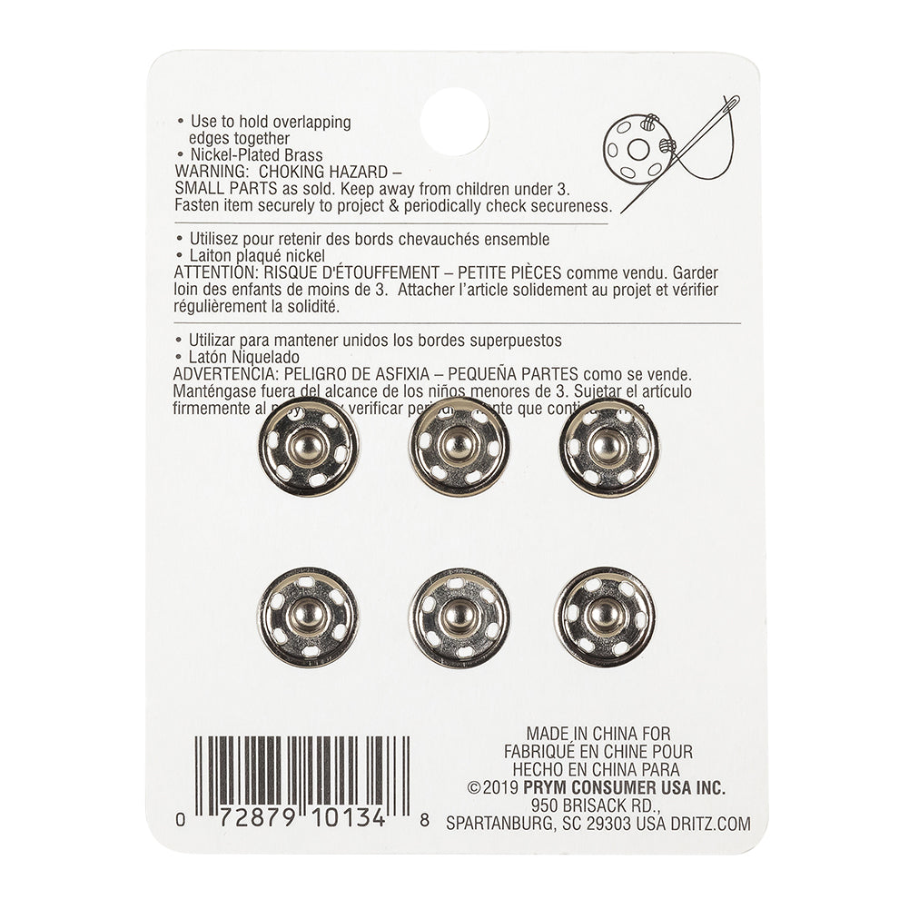 Dritz Nickel Sew On Snaps Size 2 - 6ct Detail Dritz Nickel Sew On Snaps Size 2 - 6ct Detail