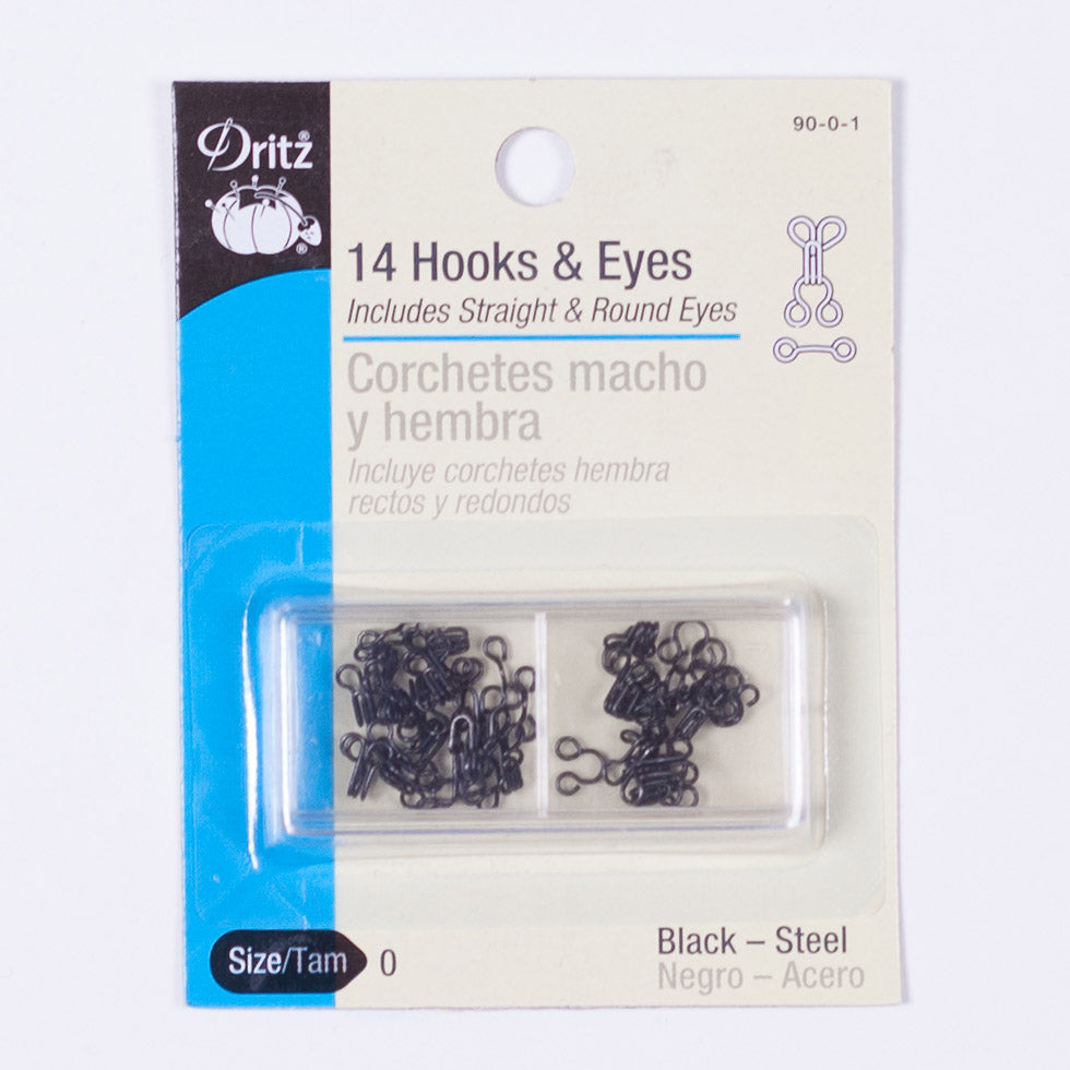 Dritz 14 Black Hooks & Eyes - Size 0 Dritz 14 Black Hooks & Eyes - Size 0