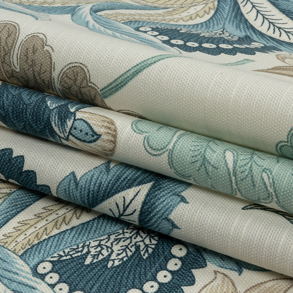 Legion Blue and Egret Floral Cotton Blend - Folded Legion Blue and Egret Floral Cotton Blend - Folded