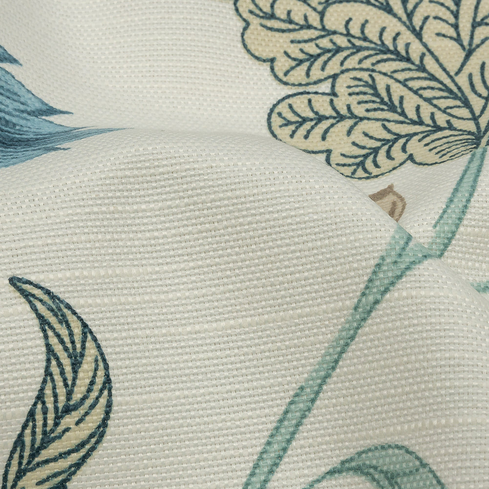 Legion Blue and Egret Floral Cotton Blend - Detail Legion Blue and Egret Floral Cotton Blend - Detail