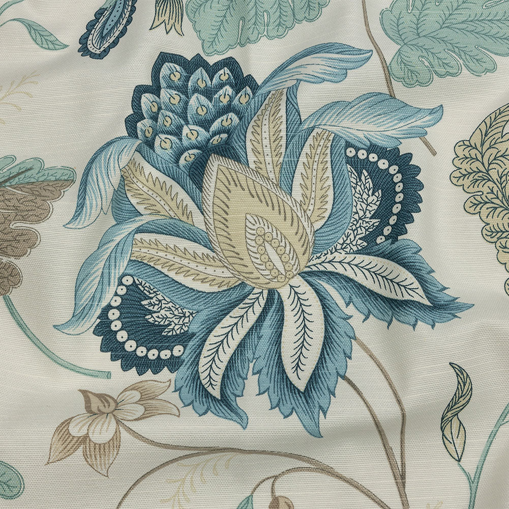 Legion Blue and Egret Floral Cotton Blend Legion Blue and Egret Floral Cotton Blend