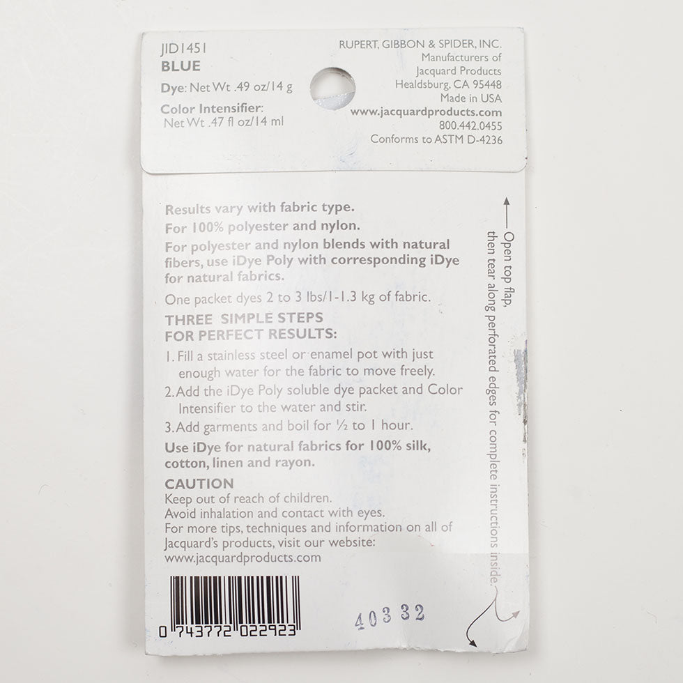 Jacquard iDye Poly Synthetic Fabric Dye - 451 Blue Folded Jacquard iDye Poly Synthetic Fabric Dye - 451 Blue Folded