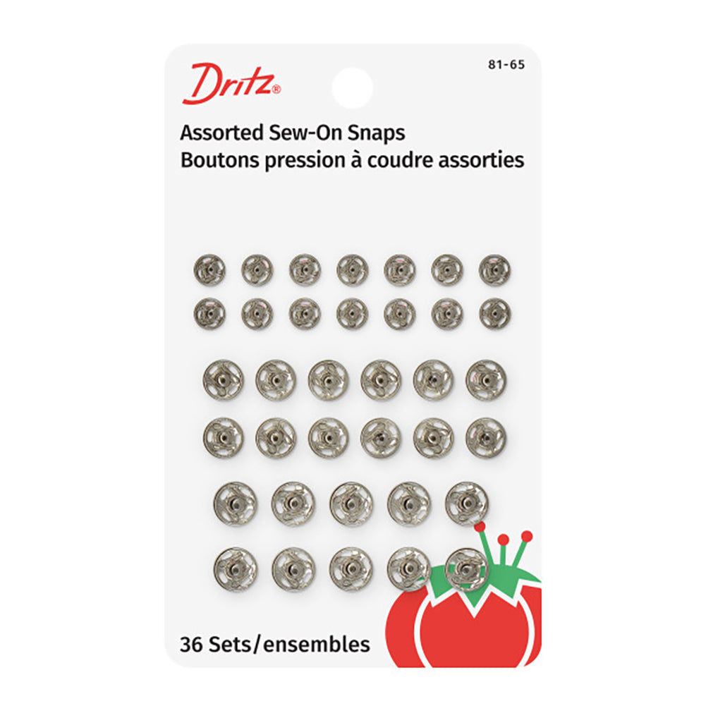 Dritz Sew-On Snaps - Nickel - Assorted Sizes, 36 Sets Dritz Sew-On Snaps - Nickel - Assorted Sizes, 36 Sets