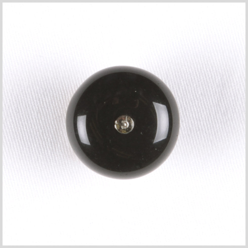Glass Shank Back Button - 18L/11.5mm - Black Dome Shaped and Silver Metal Center Glass Shank Back Button - 18L/11.5mm - Black Dome Shaped and Silver Metal Center