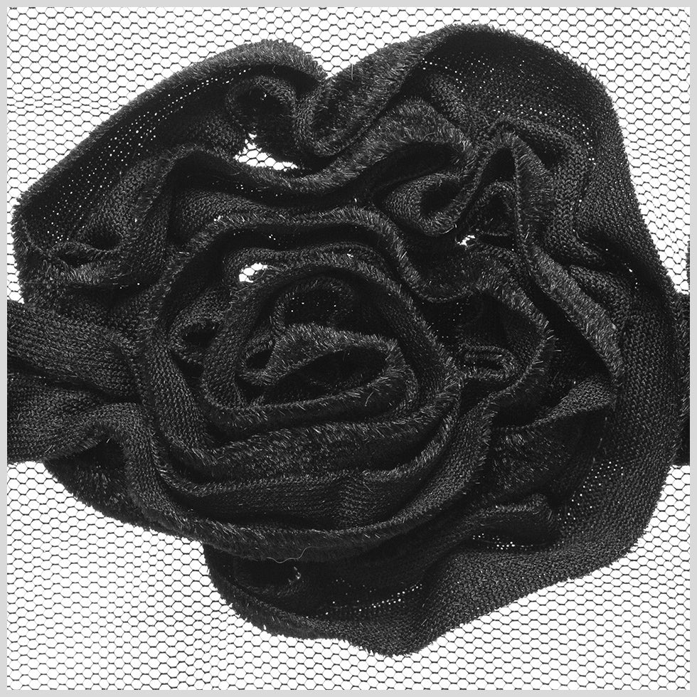 3.5 Black Velvet Floral Lace Trim - Detail 3.5 Black Velvet Floral Lace Trim - Detail