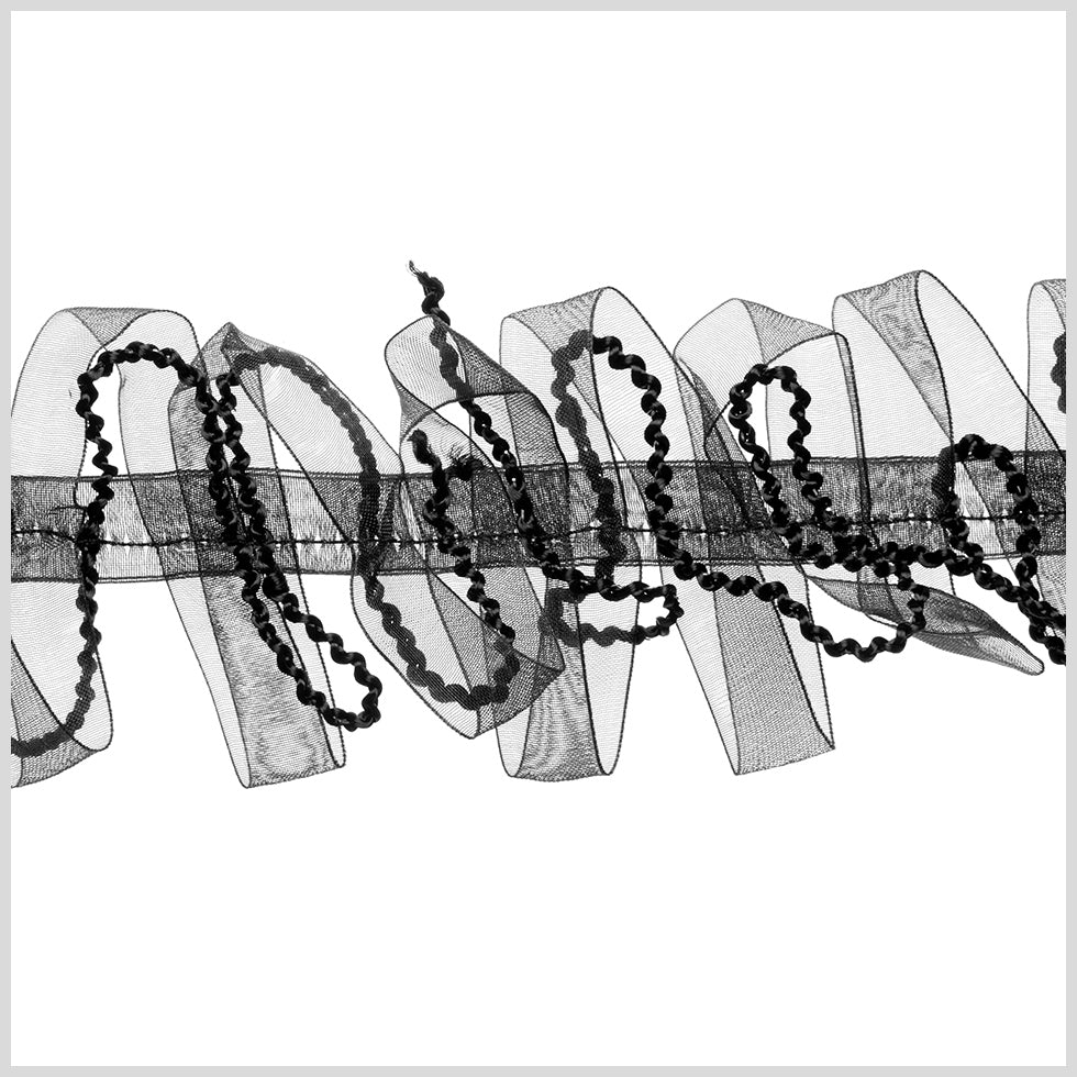 2.5 Black Sheer Braided Ribbon Trim 2.5 Black Sheer Braided Ribbon Trim