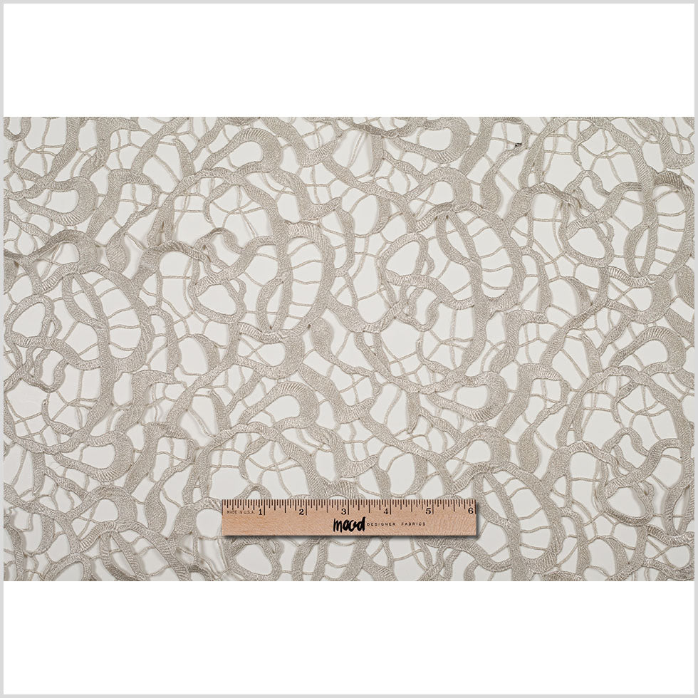 Metallic Silver Abstract Guipure Lace Fabric - Full Metallic Silver Abstract Guipure Lace Fabric - Full