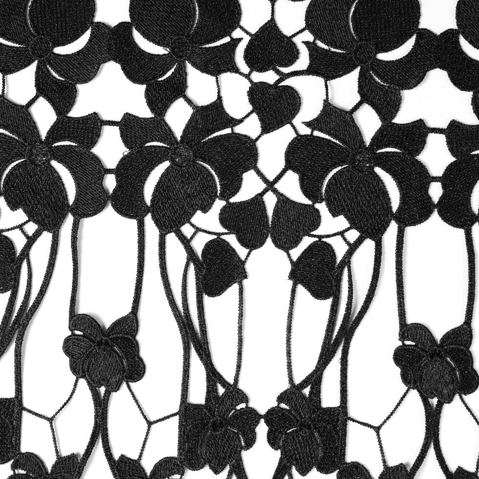 Metallic Black Floral Lace Trim - 16 - Detail Metallic Black Floral Lace Trim - 16 - Detail