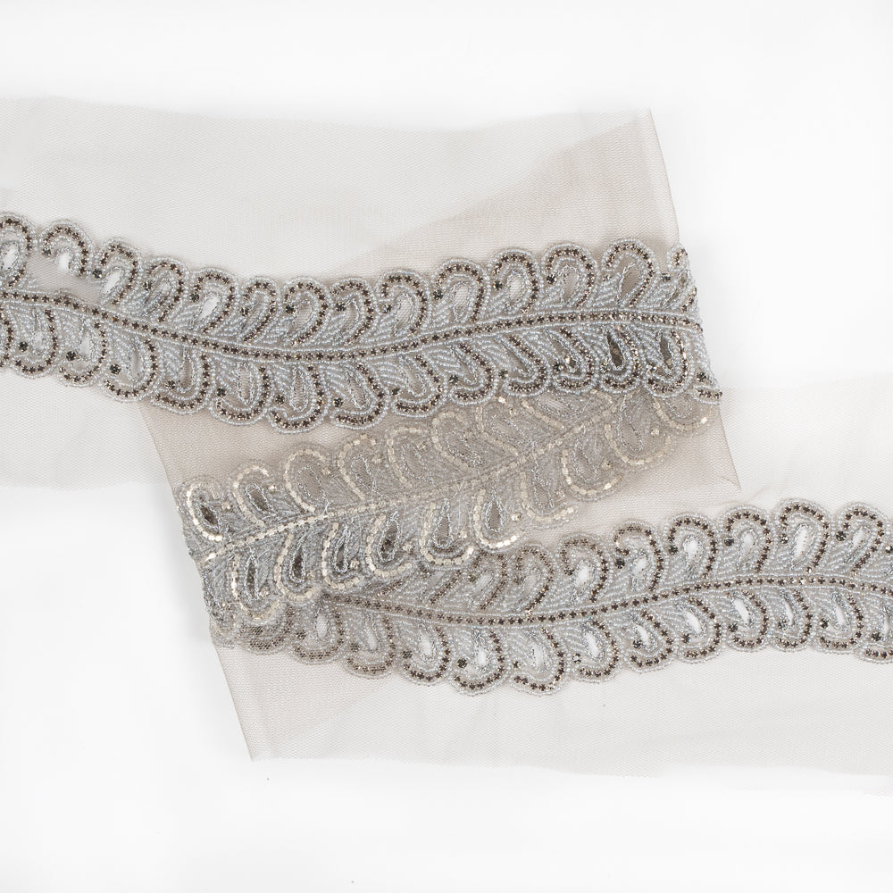 Gray Fancy Beaded Rhinestone Trim - 2" Gray Fancy Beaded Rhinestone Trim - 2"