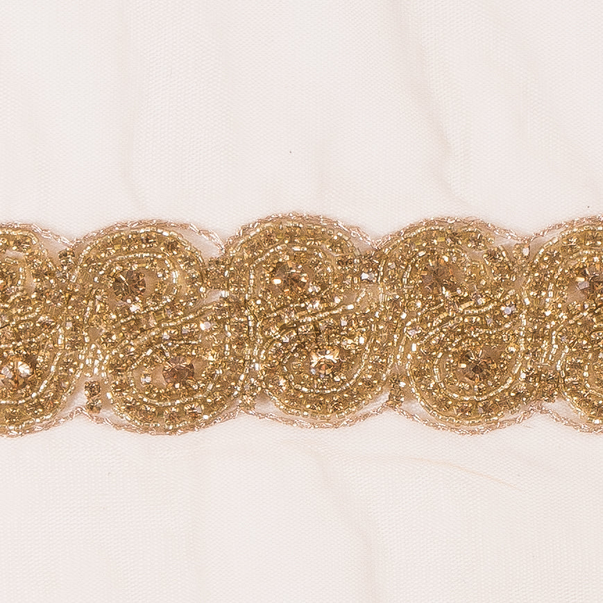 1.5" Gold Rhinestone Beaded Trim Detail