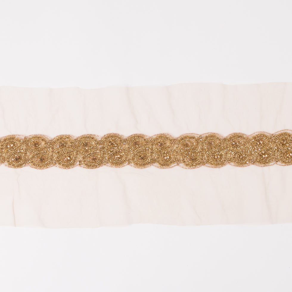 1.5" Gold Rhinestone Beaded Trim