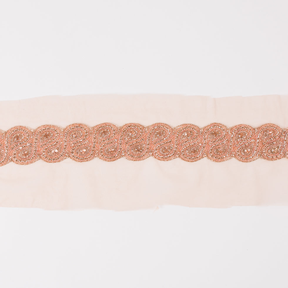 1.5 Peach Rhinestone Beaded Trim 1.5 Peach Rhinestone Beaded Trim