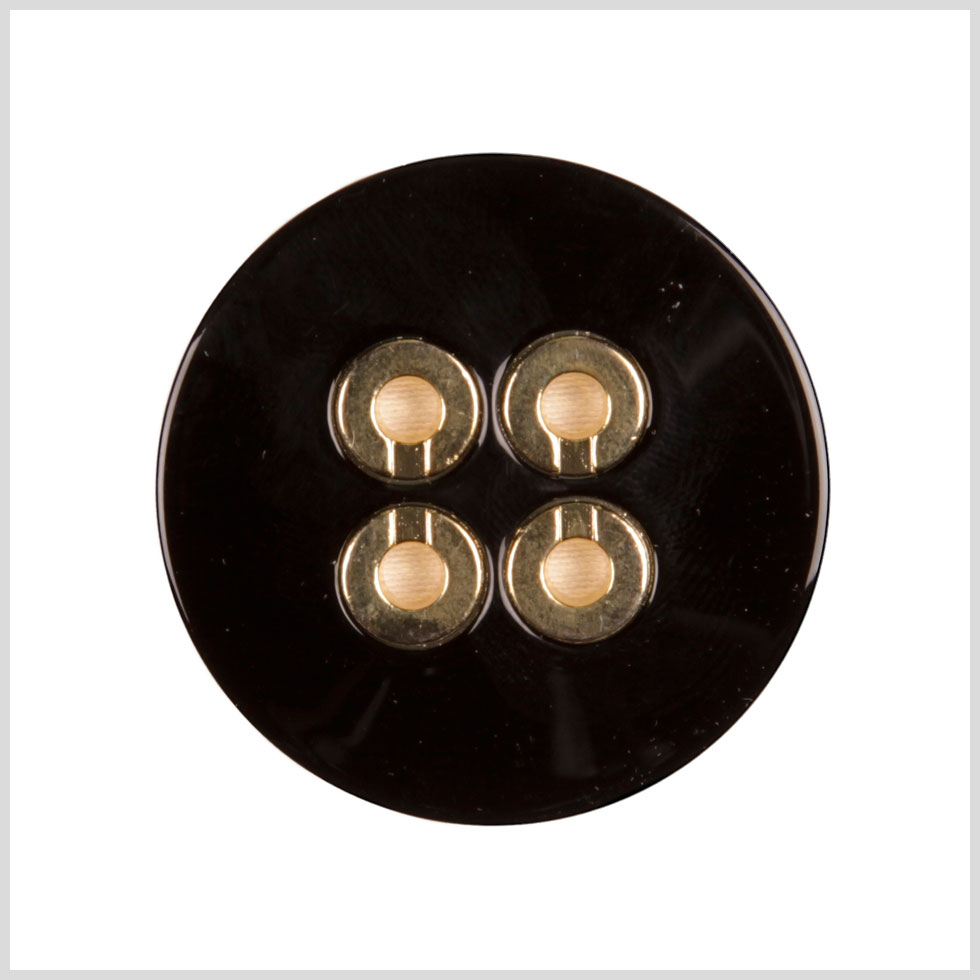 Black Lacquer Gold Metal Button - 28L/18mm Black Lacquer Gold Metal Button - 28L/18mm