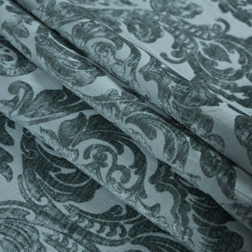 Subtle Green Damask Chenille Jacquard Folded Subtle Green Damask Chenille Jacquard Folded