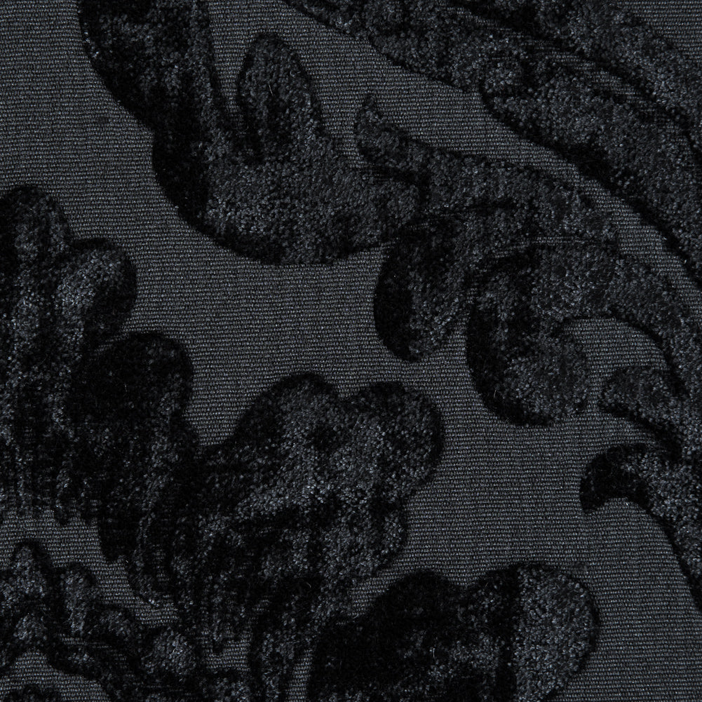 Black Damask Chenille Jacquard Detail Black Damask Chenille Jacquard Detail