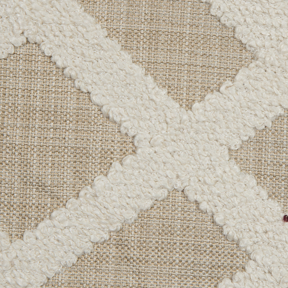 Natural Polyester Woven with a Geometric Faux-Chenille Design - Detail Natural Polyester Woven with a Geometric Faux-Chenille Design - Detail