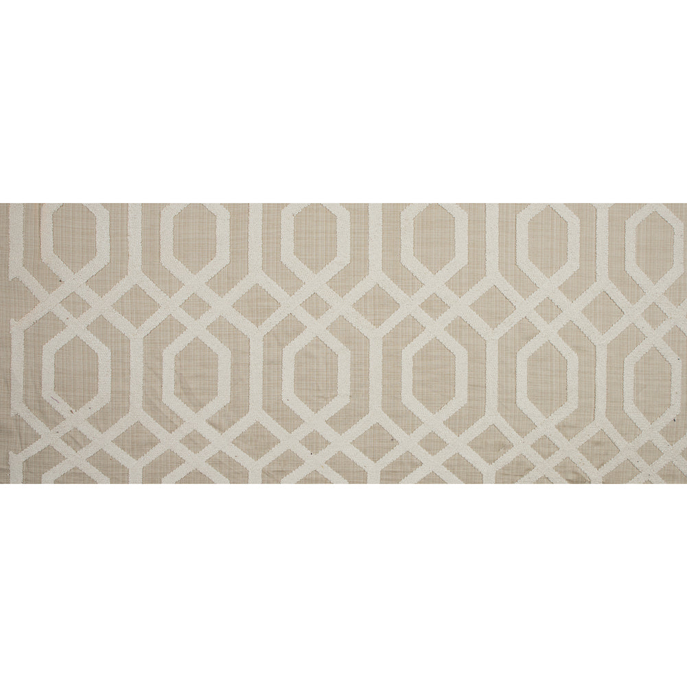 Natural Polyester Woven with a Geometric Faux-Chenille Design - Full Natural Polyester Woven with a Geometric Faux-Chenille Design - Full
