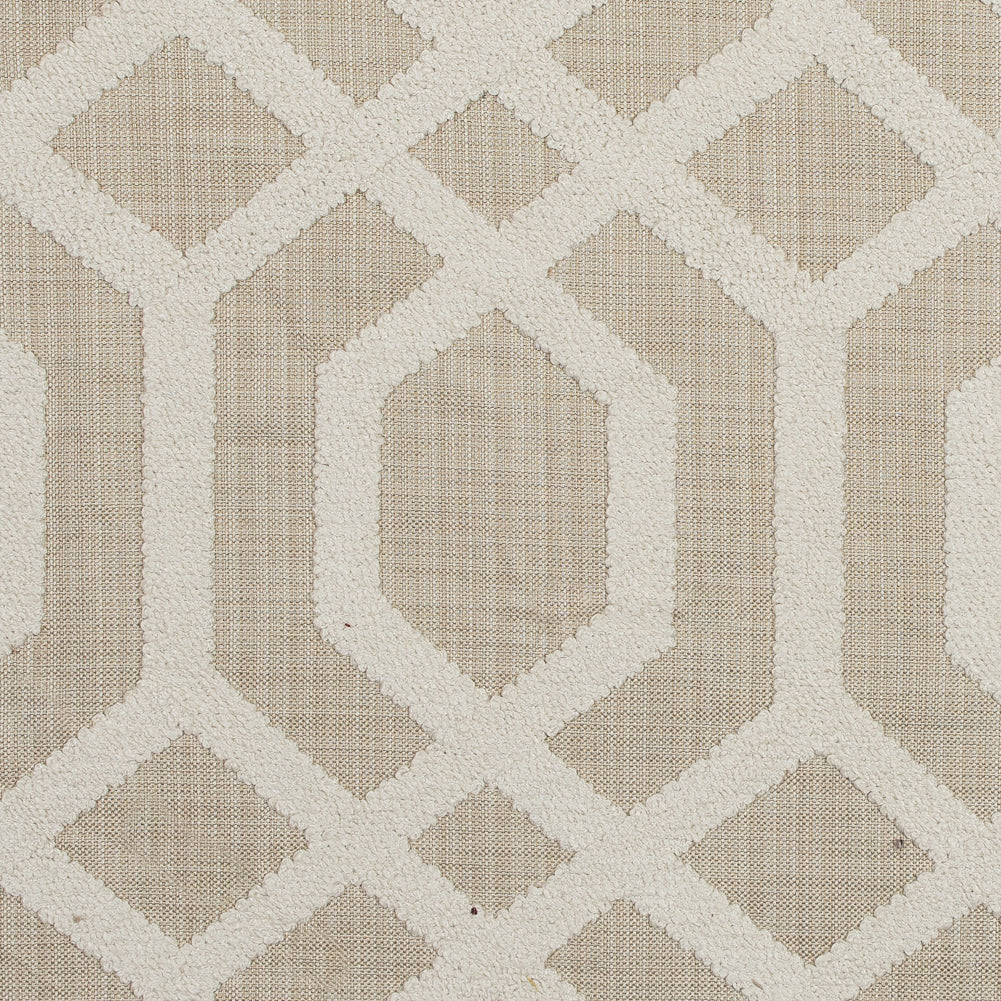 Natural Polyester Woven with a Geometric Faux-Chenille Design Natural Polyester Woven with a Geometric Faux-Chenille Design