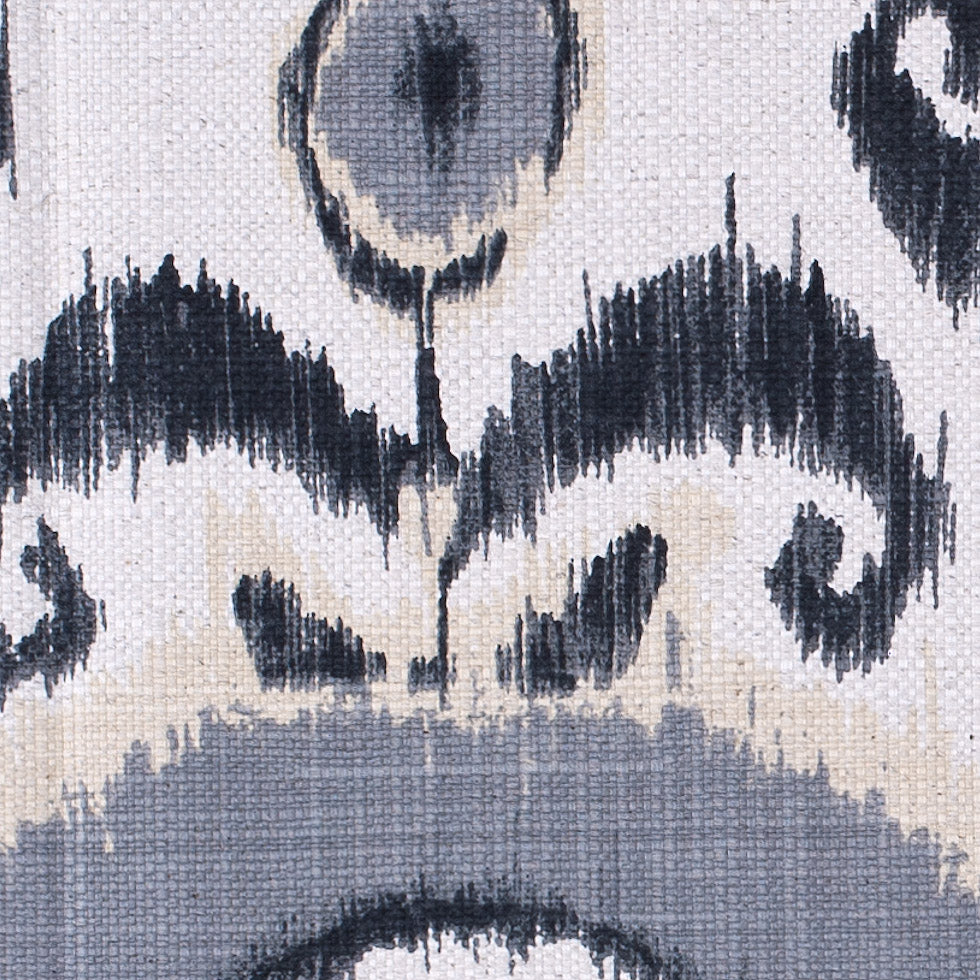 Gray Floral Ikat Cotton-Blend Woven - Detail Gray Floral Ikat Cotton-Blend Woven - Detail
