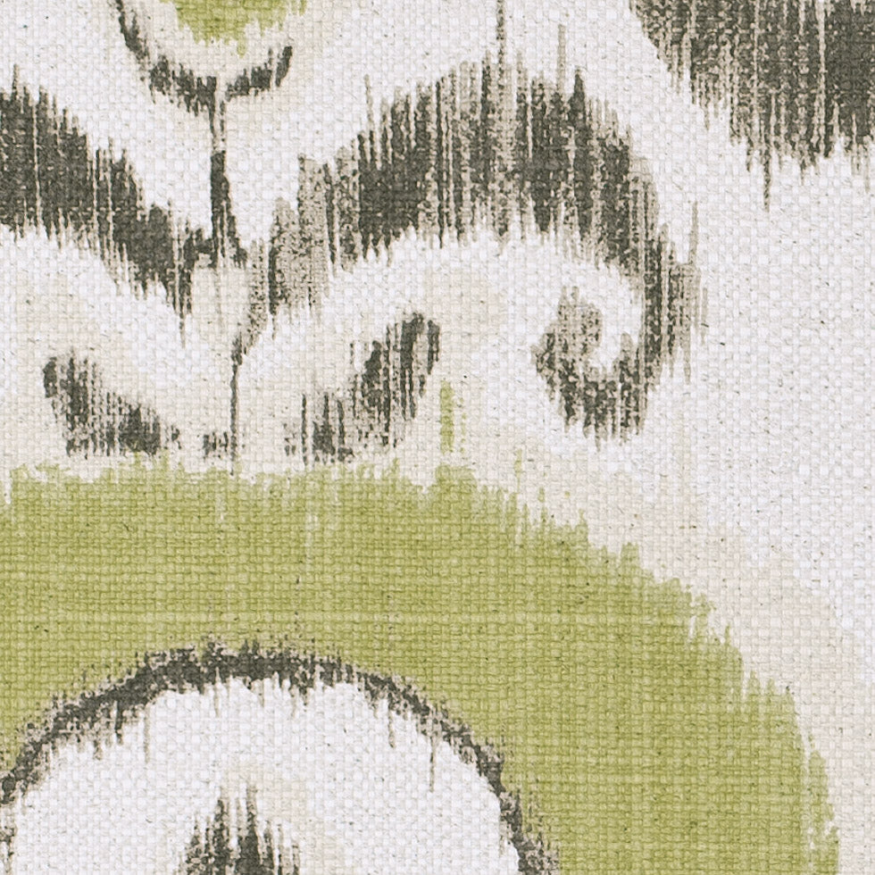 Green Floral Ikat Cotton-Blend Woven - Detail Green Floral Ikat Cotton-Blend Woven - Detail