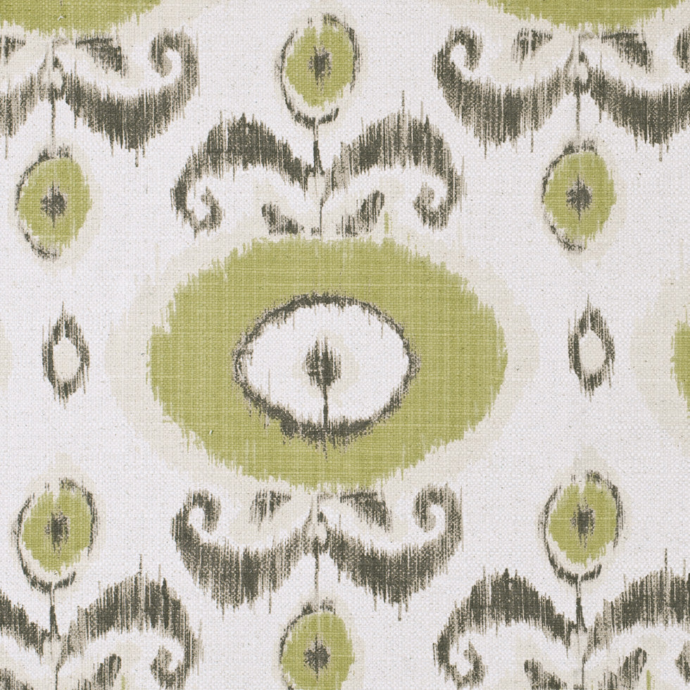 Green Floral Ikat Cotton-Blend Woven Green Floral Ikat Cotton-Blend Woven