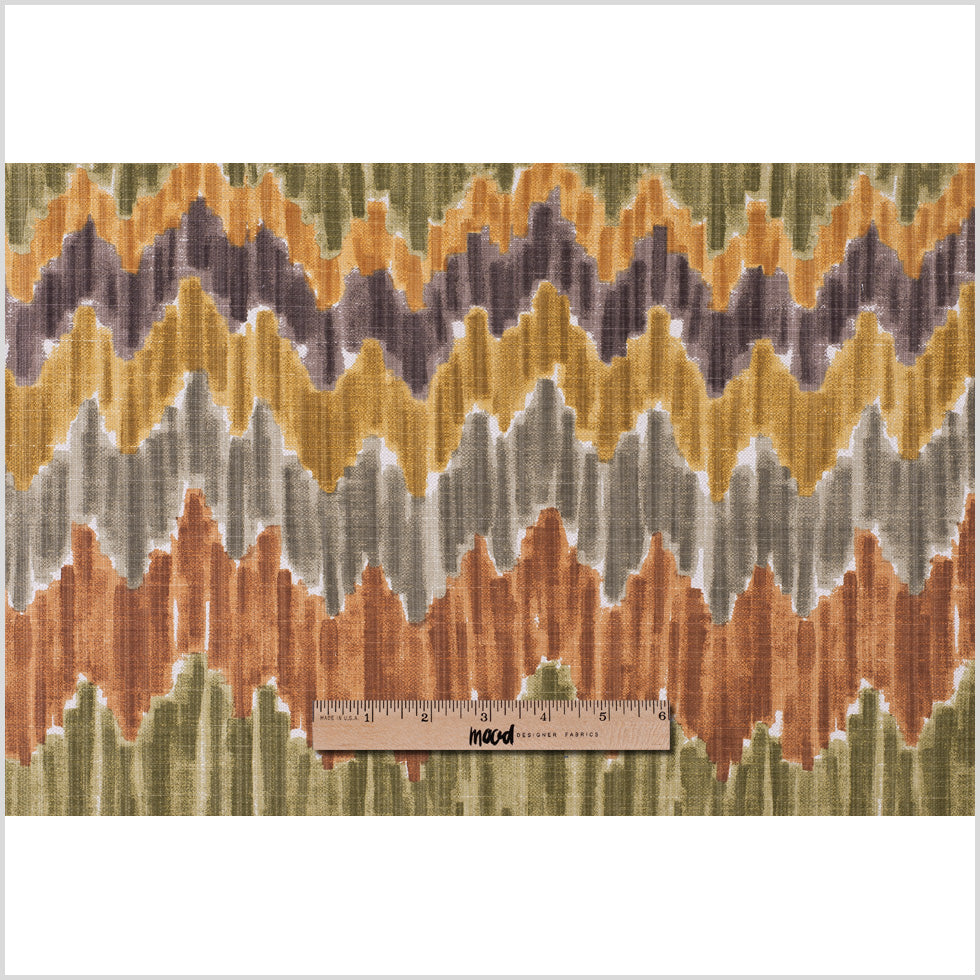 Orange/Green Flamestitch Cotton-Blend Woven - Full Orange/Green Flamestitch Cotton-Blend Woven - Full
