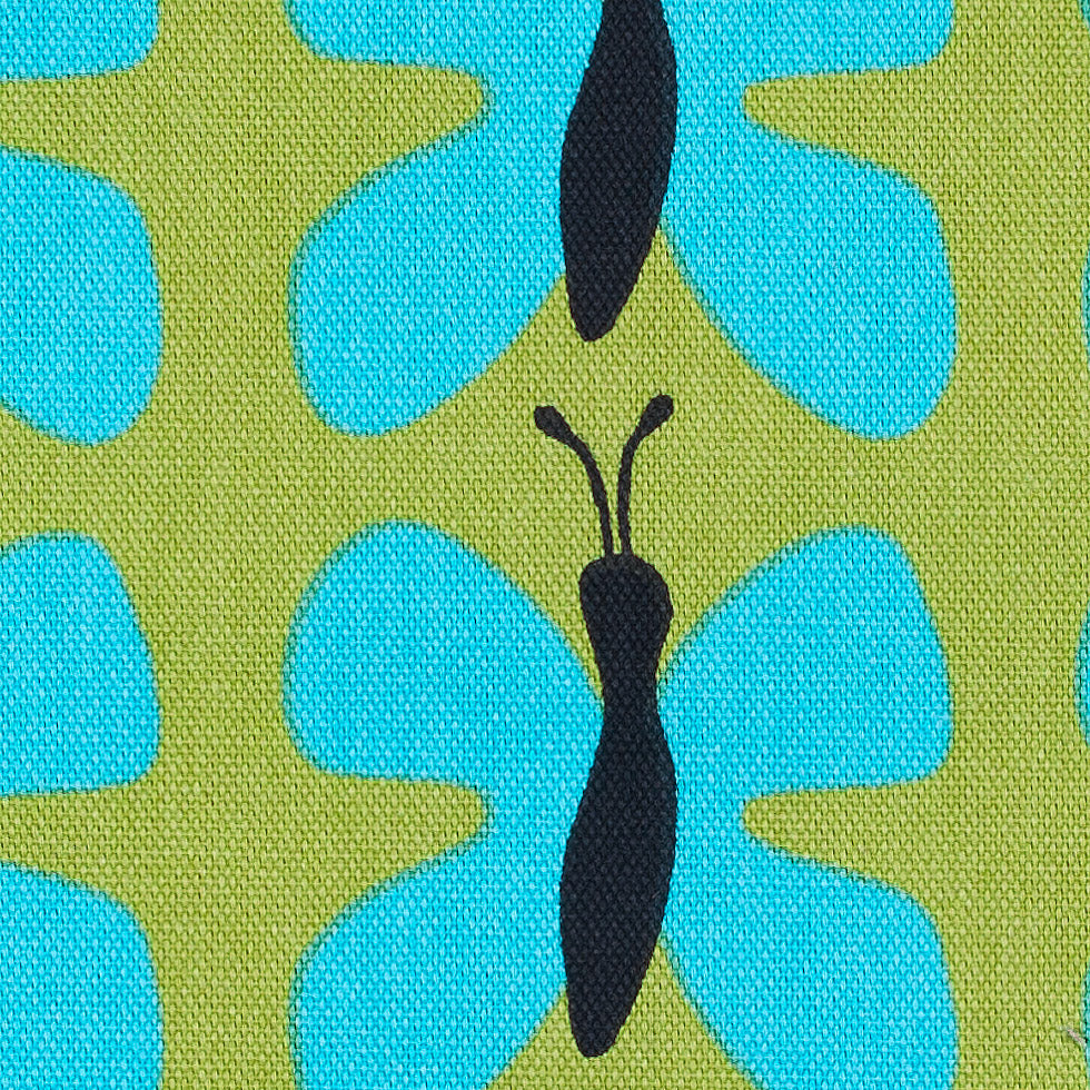 Swedish Green and Blue Small Butterflies Cotton - Detail Swedish Green and Blue Small Butterflies Cotton - Detail