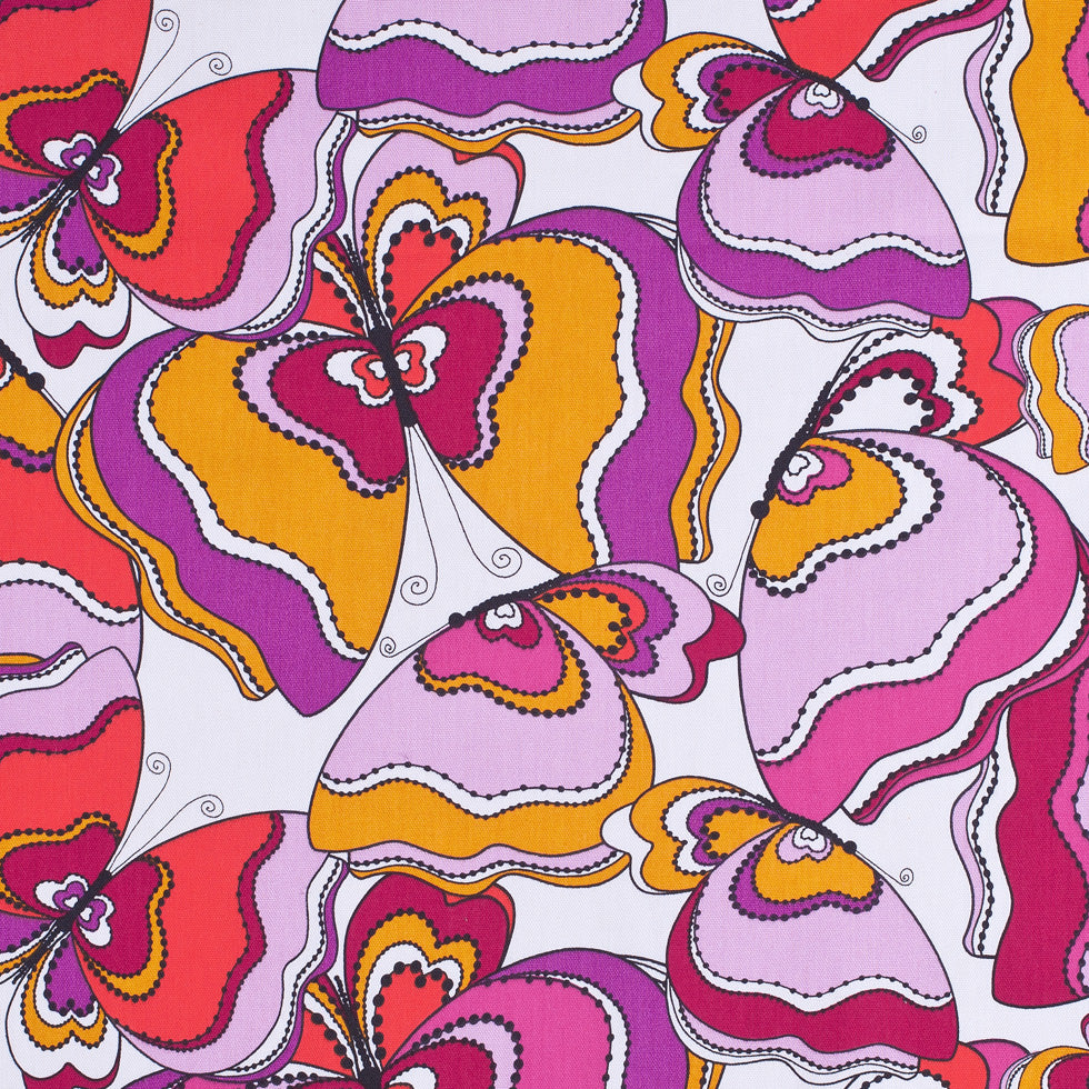 Swedish Orange and Purple Mod Butterflies Cotton Swedish Orange and Purple Mod Butterflies Cotton