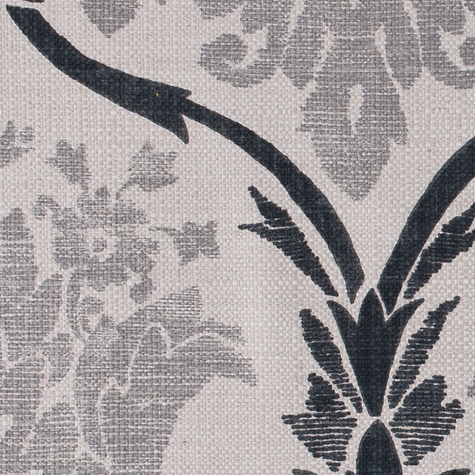 Gray Grand Floral Print Cotton-Blend Woven Detail Gray Grand Floral Print Cotton-Blend Woven Detail