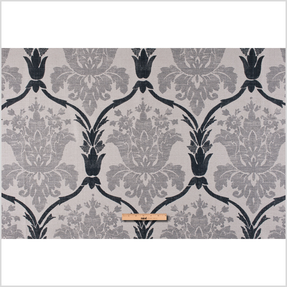 Gray Grand Floral Print Cotton-Blend Woven Full Gray Grand Floral Print Cotton-Blend Woven Full