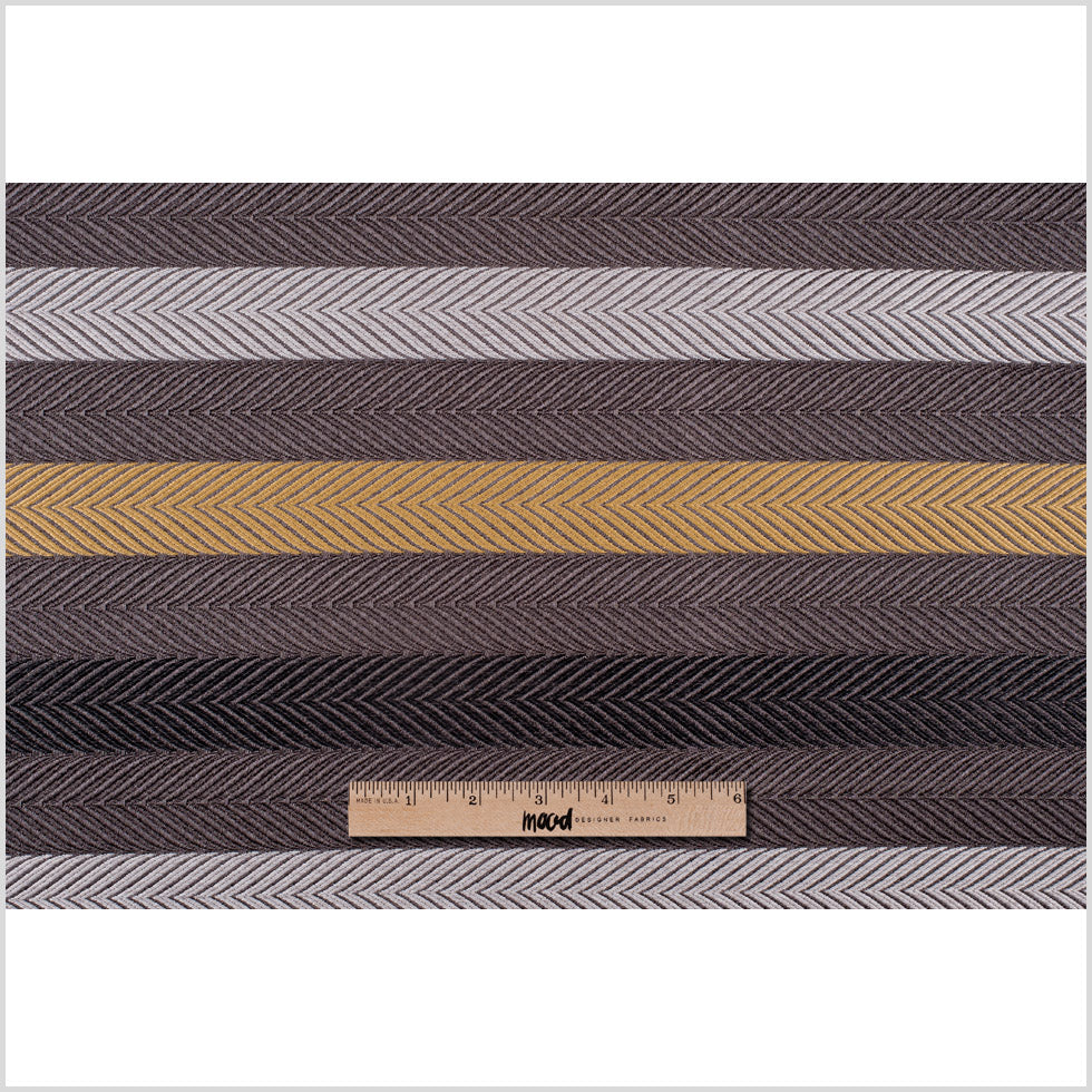 Taupe and Gold Herringbone Stripes Poly Brocade - Full Taupe and Gold Herringbone Stripes Poly Brocade - Full
