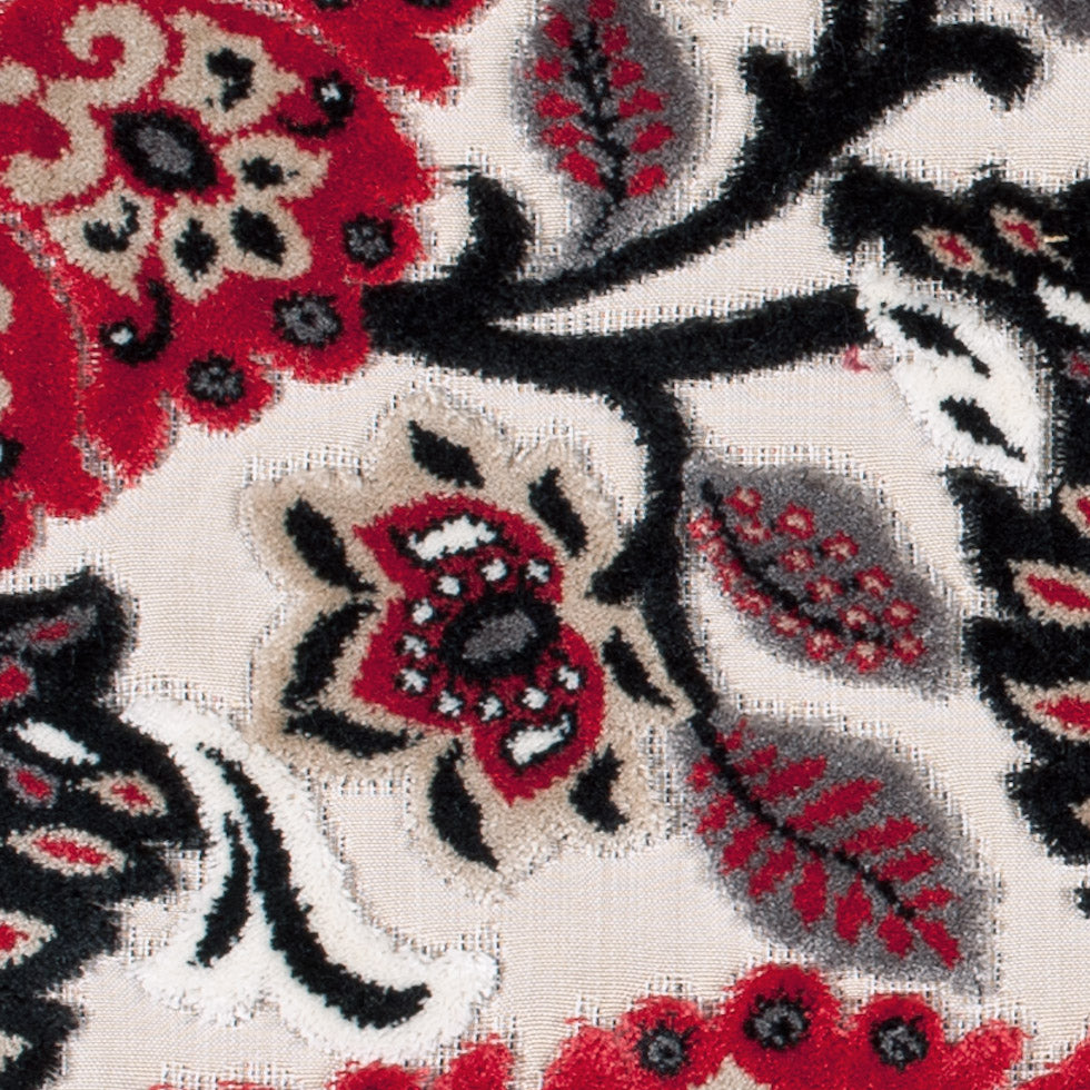 Red & Black Floral Velvet Tapestry - Detail Red & Black Floral Velvet Tapestry - Detail