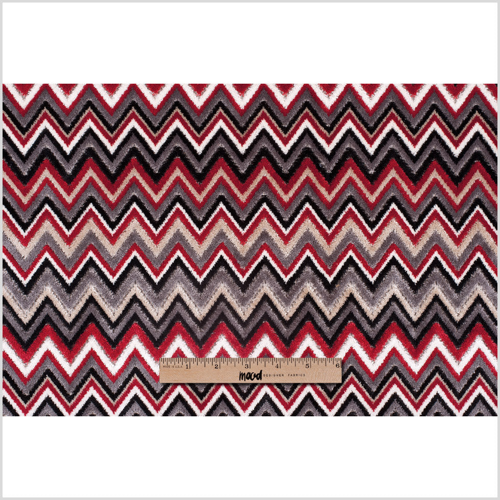 Red & Gray Flamestitch Velvet Tapestry Full Red & Gray Flamestitch Velvet Tapestry Full