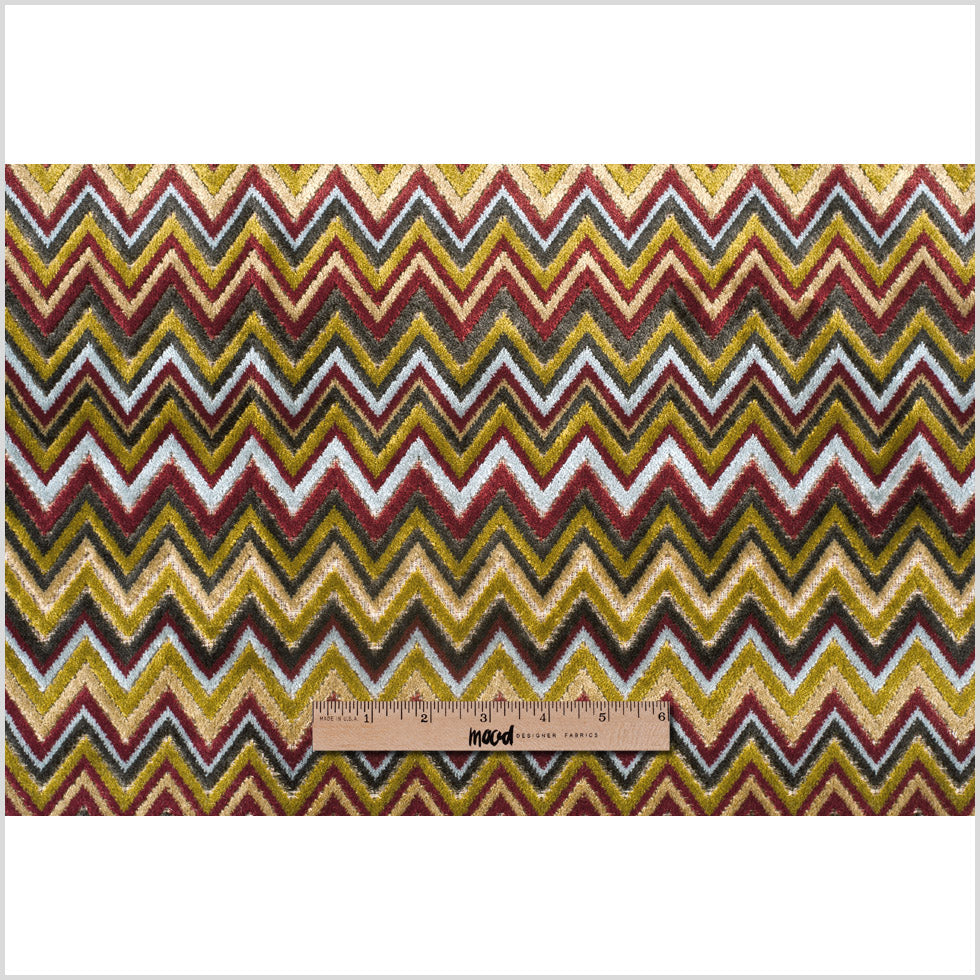 Olive & Crimson Flamestitch Velvet Tapestry - Full Olive & Crimson Flamestitch Velvet Tapestry - Full