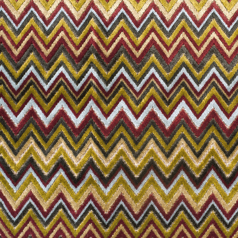 Olive & Crimson Flamestitch Velvet Tapestry Olive & Crimson Flamestitch Velvet Tapestry