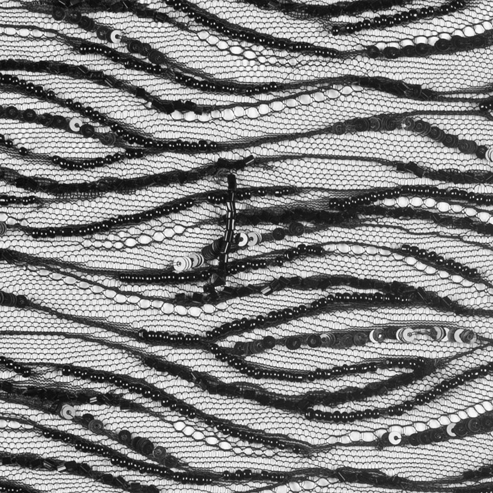 Black Scallop Edge Beaded and Sequined Lace - Full Black Scallop Edge Beaded and Sequined Lace - Full