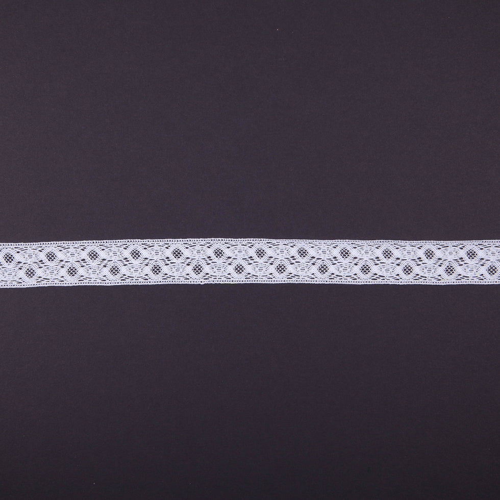 Polyester Crochet Lace Trim 1” - White Abstract - Made in Europe Polyester Crochet Lace Trim 1” - White Abstract - Made in Europe