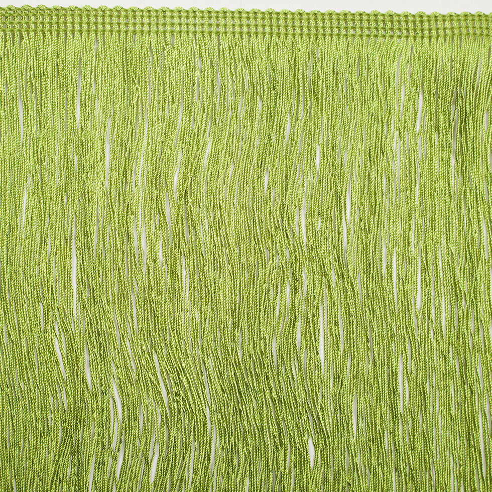 8 European Lime Green Chainette Fringe Trim - Folded 8 European Lime Green Chainette Fringe Trim - Folded