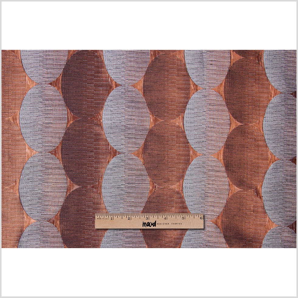 Henna/Gray Rows of Ovals Textured Jacquard - Full Henna/Gray Rows of Ovals Textured Jacquard - Full