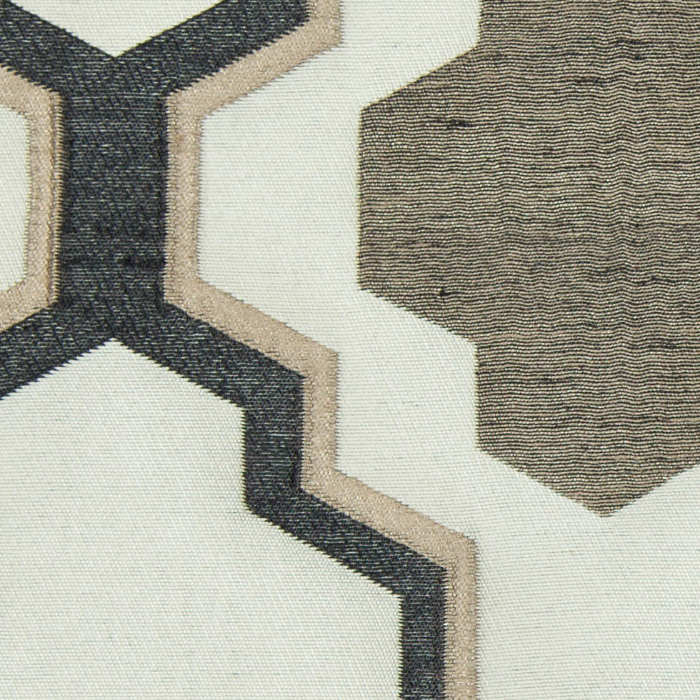 Beige and Black Geometric Lines and Shapes Satiny Brocade - Detail Beige and Black Geometric Lines and Shapes Satiny Brocade - Detail